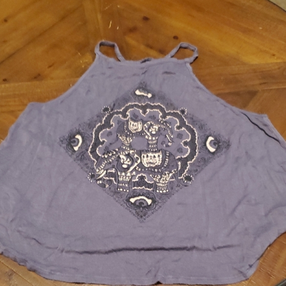 Charlotte Russe Purple Graphic Tank Top
